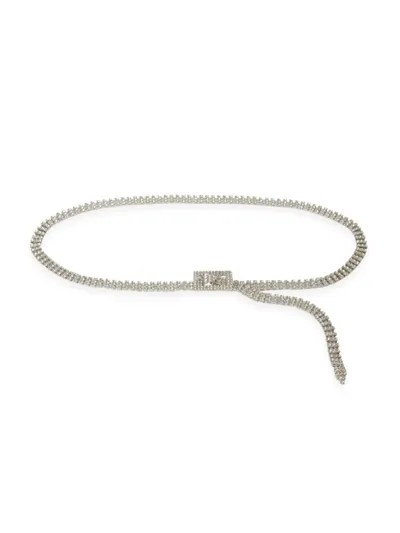 B-low The Belt Baby Farah Crystal Skinny Belt In Silver