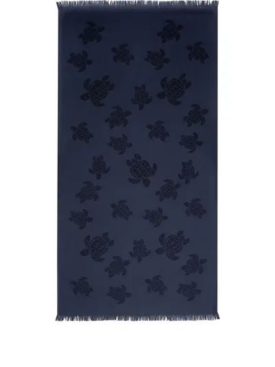 Vilebrequin Turtle Fringed Bath Towel In Blue