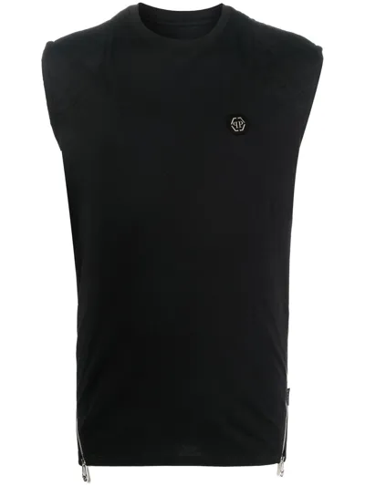 Philipp Plein Tank Top With Pp Hexagon Logo In Black