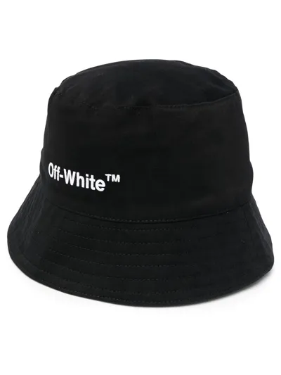 Off-white Helvetica Logo-print Bucket Hat In Black