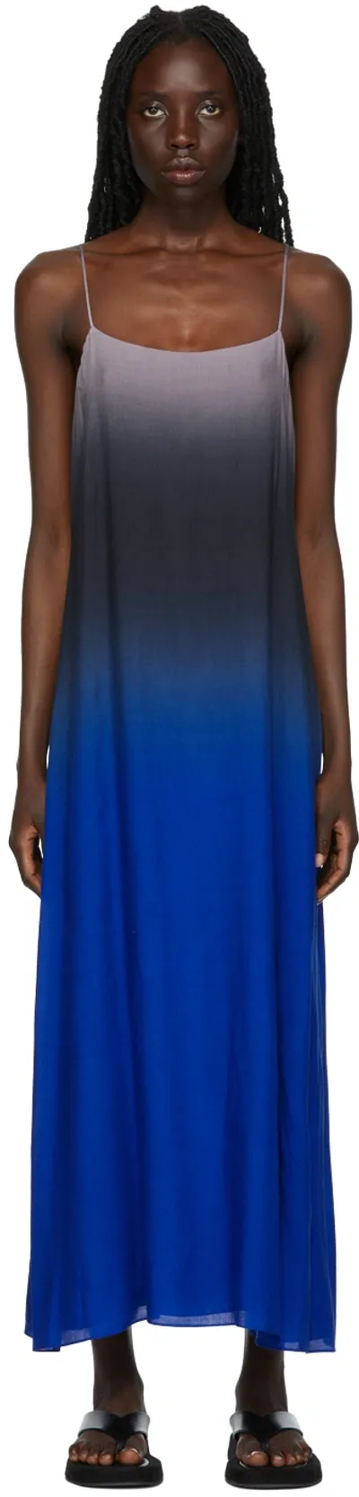 The Row Kula Dégradé Voile Slip Dress In Blue/black/lavend