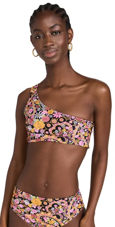 La Doublej Goddess Bikini Top In Tripping Nero