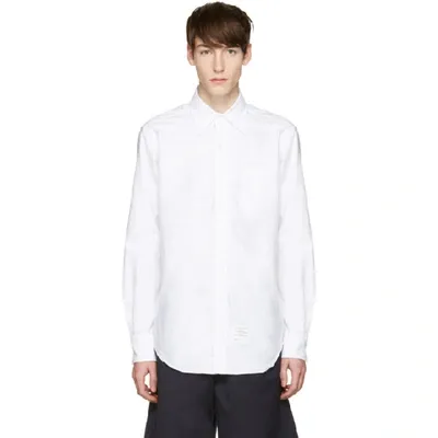 Thom Browne Button-down-hemd Mit Streifen In White