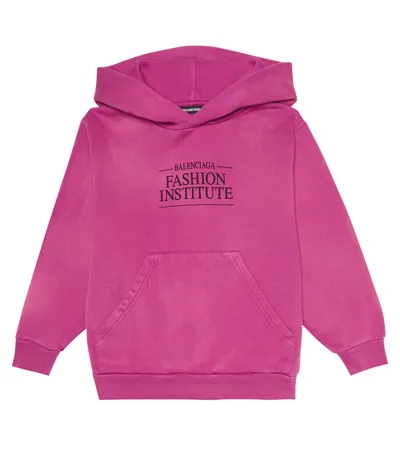 Balenciaga Kids' Girl's Fashion Institute Logo Hoodie In Pink