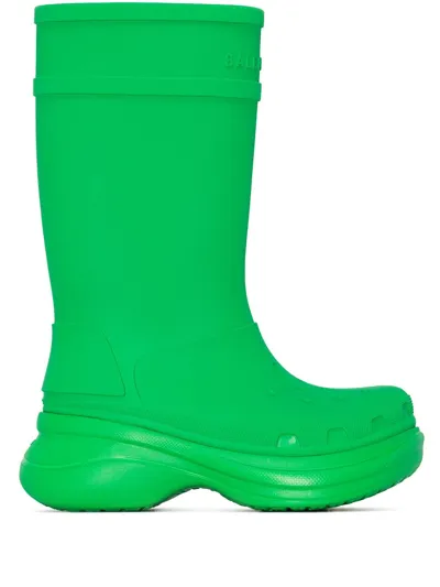 Balenciaga Green Crocs Edition Boots In Grass Green