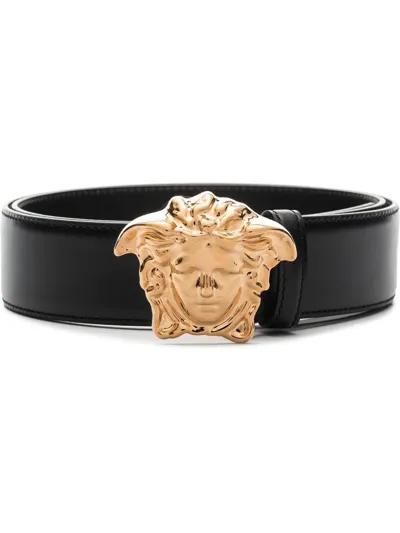 Versace Medusa-plaque Buckle-fastening Belt In Black Warm