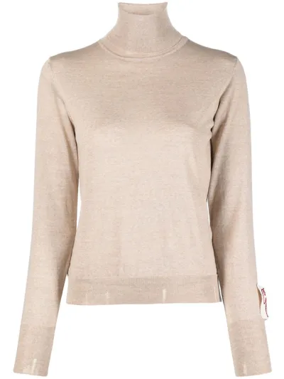 Golden Goose Distressed Roll-neck Virgin Wool Jumper In Brown