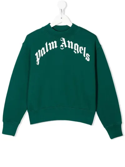 Palm Angels Logo-print Long-sleeve Sweatshirt In Grün