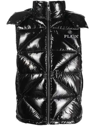 Philipp Plein Sleeveless Quilted Down Jacket Down Jacket In Black