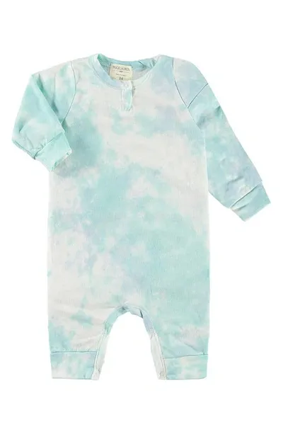 Paigelauren Babies' Tie Dye French Terry Romper In Blue-green Tie Dye