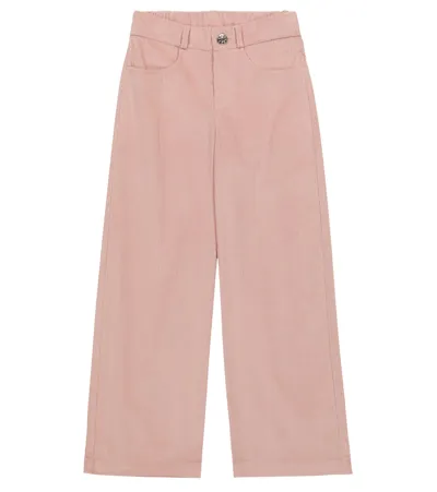 Paade Mode Kids' Cotton Corduroy Wide-leg Pants In Amsterdam Pink