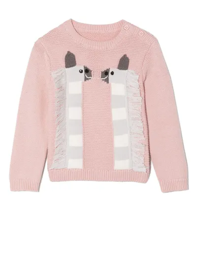 Stella Mccartney Kids' Animal-jacquard Knit Jumper In Rosa