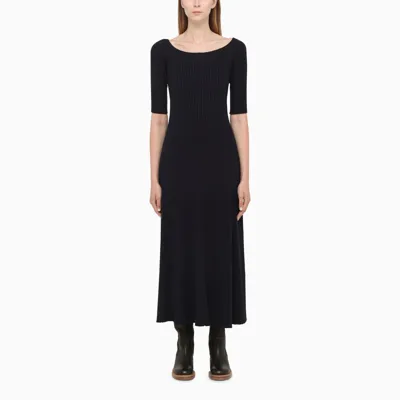 Chloé Long Navy Blue Wool Dress