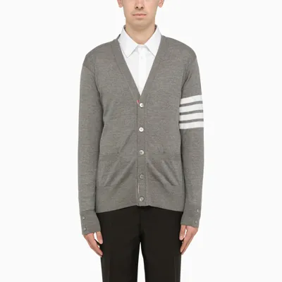 Thom Browne Grey Cardigan With 4-bar Details