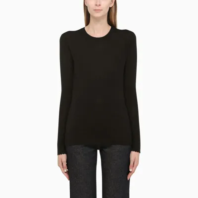 Chloé Black Linen Crew Neck Top