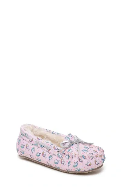 Minnetonka Kids' Unicorn Faux Fur Lined Moccasin In Pink Unicorn