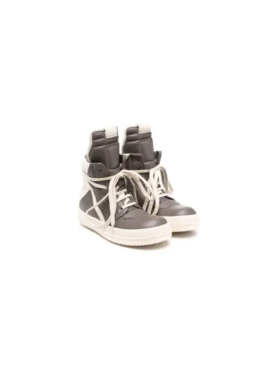 Rick Owens Babies' Geobasket High-top Sneakers In Brown,off White