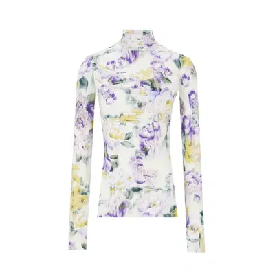 Off-white Stretch Floral-print Top