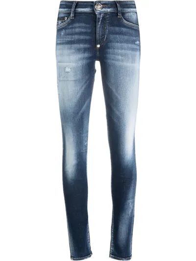 Philipp Plein High Waist Jeggings In Blue