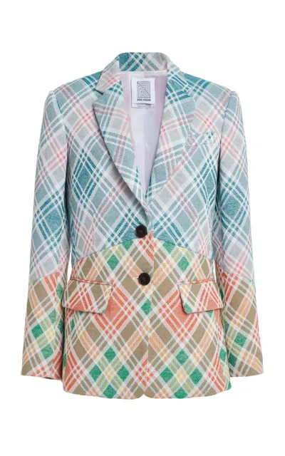 Rosie Assoulin Women's 50/50 Plaid Notch Lapel Two-button Blazer