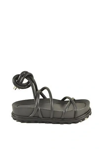 Pre-owned Vic Matie Damenschuhe  Sandalen Aus Leder Schwarz Mit Schnürsenkeln