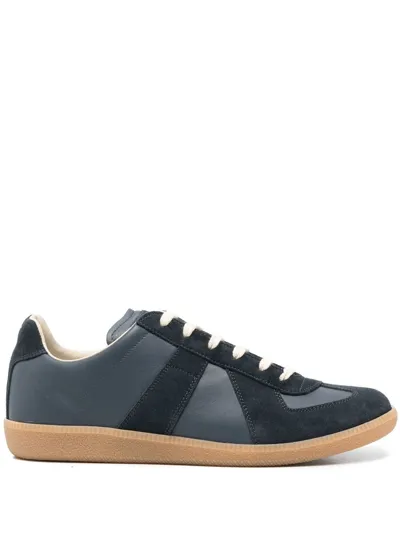 Maison Margiela Replica Leather And Suede Sneakers In Pewter