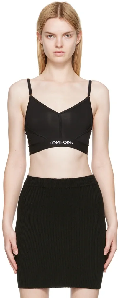 Tom Ford Cropped Tech Jersey Tank Top In Black