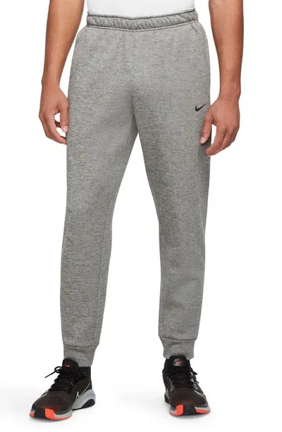 Nike Therma Dq5405 Fitness Pants Men's Gray Heather Polyester Tapered Mcww69 In Dk Gy Heather/particle Gray/black