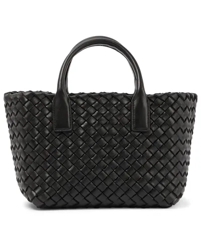 Bottega Veneta Mini Cabat Leather Tote Bag In Black