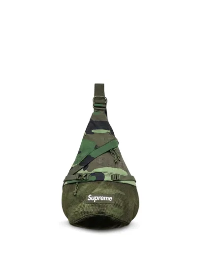 Supreme Camouflage-print Sling Bag In Green