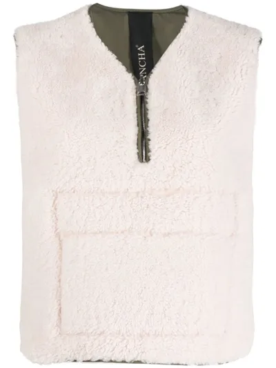 Blancha Reversible Shearling Gilet In Nude