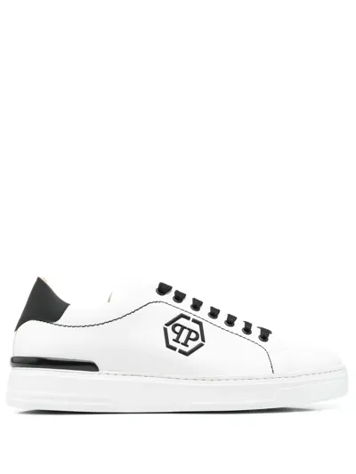 Philipp Plein Snaekers The Hexagon Top In White Leather