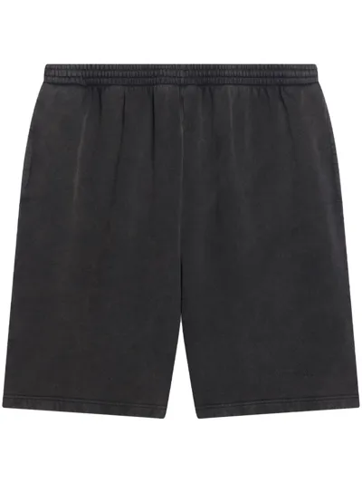 Balenciaga Oversized Cotton Track Shorts In Black