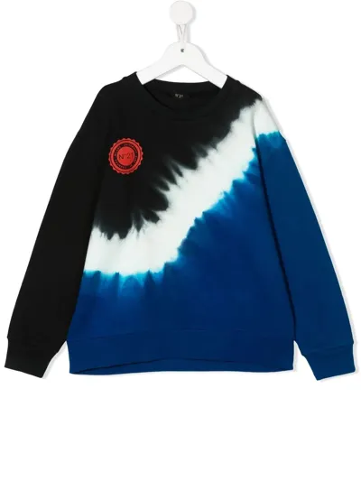 N°21 Kids' Felpa Girocollo Blu Effetto Tie Dye In Blue