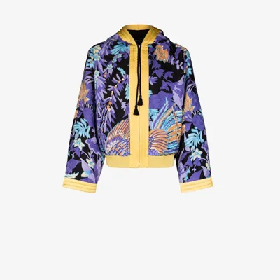 Saint Laurent Teddy Phoenix Kimono Jacket In Purple