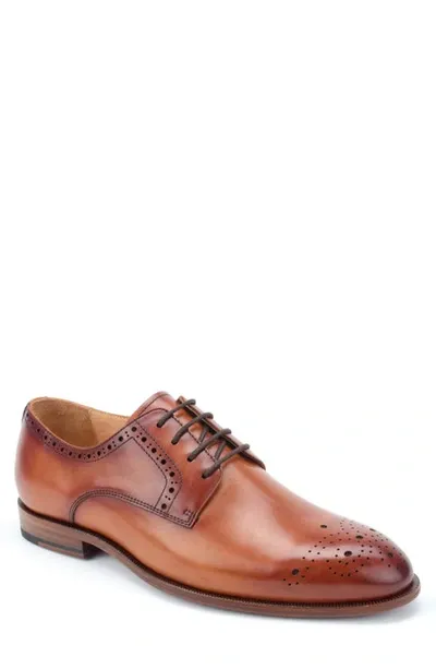 Warfield & Grand Cassette Medallion Toe Derby In Tan