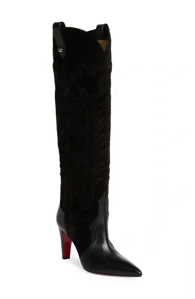 Christian Louboutin Santia Pointed Toe Knee High Boot In Black