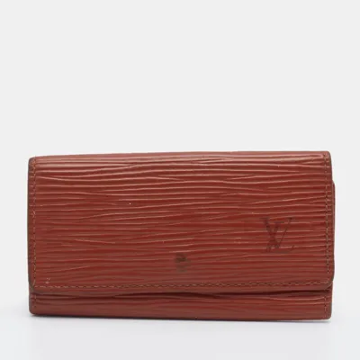 Pre-owned Louis Vuitton Brown Epi Leather 4 Key Holder