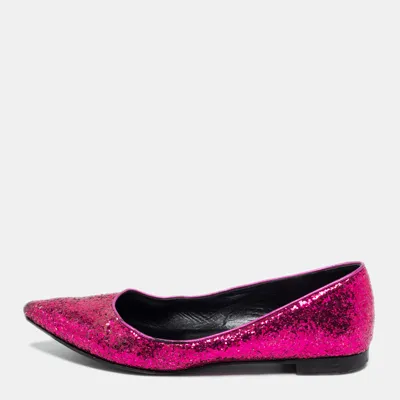 Pre-owned Saint Laurent Pink Glitter Ballet Flats Size 36.5