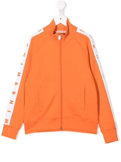 Marni Logo-tape Detail Sweater In Orange