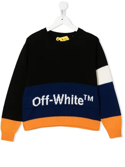 Off-white Logo-print Detail Knit Jumper In 黑色