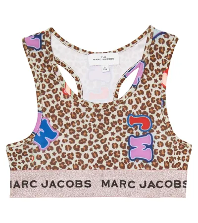 Marc Jacobs Kids' Leopard-print Cropped Top In Stone Chocolate Vbrown