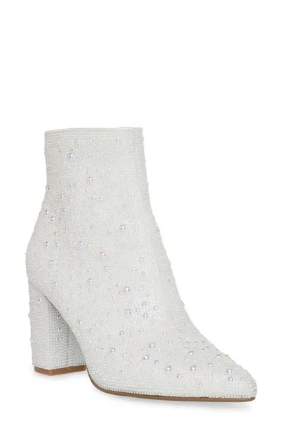 Betsey Johnson Cady Pearl Ankle Boot In Pearl White