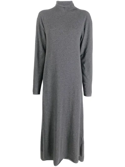 Jil Sander High-neck Knitted Dress In Gray