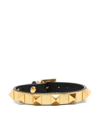 Valentino Garavani Rockstud Leather Bracelet In Gold