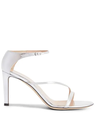 Giuseppe Zanotti Rivière Metallic Leather Sandals In Silver