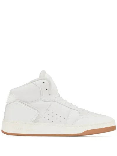 Saint Laurent High-top Leather Sneakers In White