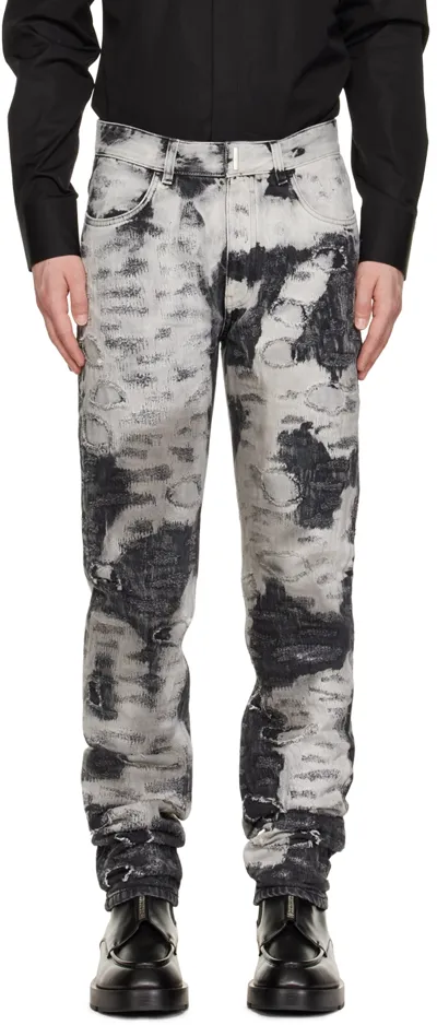 Givenchy Slim-fit Painted Destroyed Denim Jeans In White Black