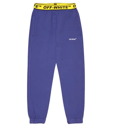 Off-white Kids' Logo Cotton Jersey Sweatpants In Blue