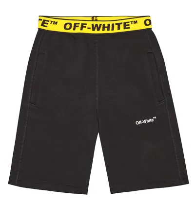 Off-white Kids' Logo-print Cotton Shorts In Black